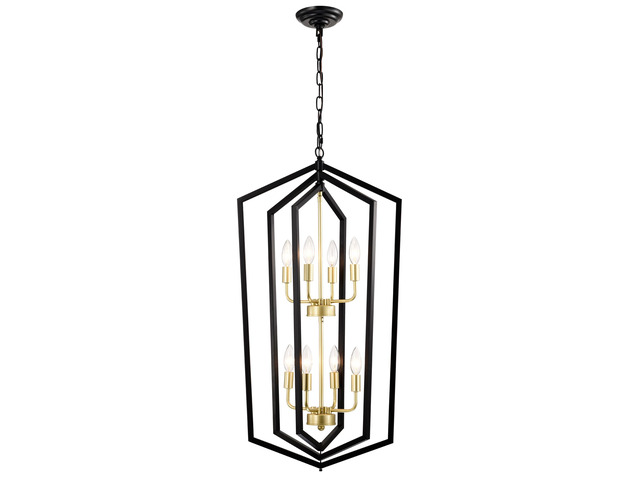 8-Light Lantern Tired Farmhouse Ceiling Hanging Light Black Chandelier Metal Modern Pendant Light Fixtures for Kitchen Island Dining Room Living...