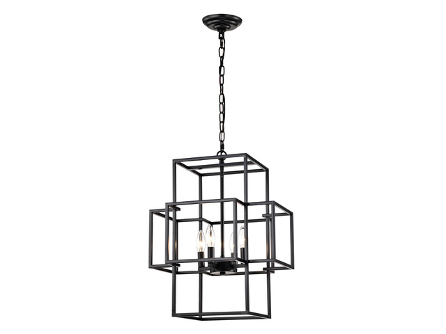 4-Light Metal Lantern Tiered Pendant Hanging Light Fixtures, industrial Farmhouse Adjustable Height Chandeliers for Dining Room Hallway Foyer...