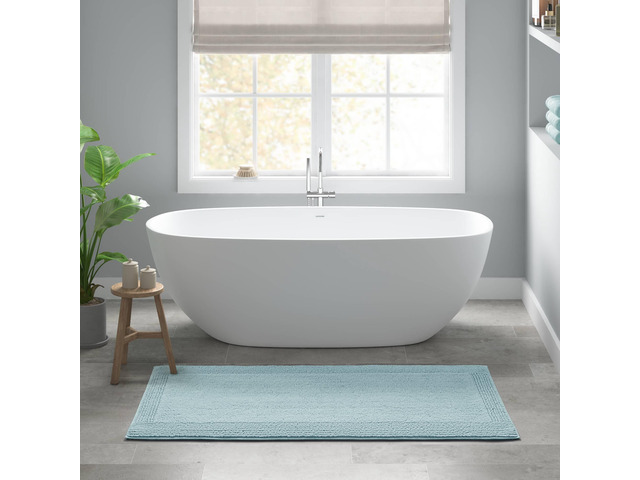 1 PCS 24x60' 100% Cotton Tufted 3000 GSM Reversible Bath Rug Blue