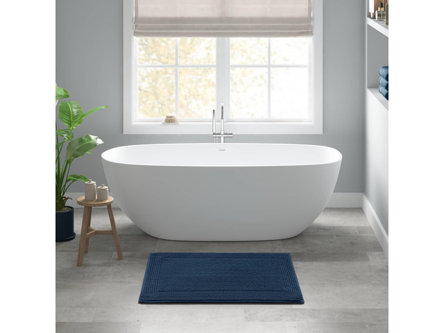1 PCS 24x36' 100% Cotton Tufted 3000 GSM Reversible Bath Rug Navy