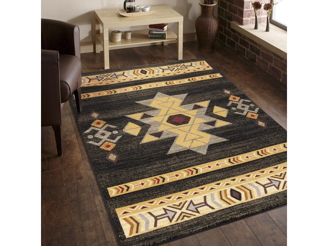 Black 5 ft. 3 in. x 7 ft. 3 in. Southwest Area Rug