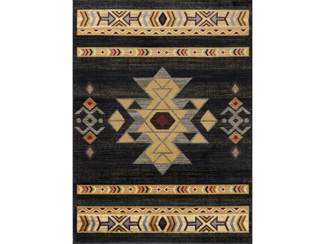 Black 7 ft. 10 in. x 10 ft. 3 in. Southwest Area Rug