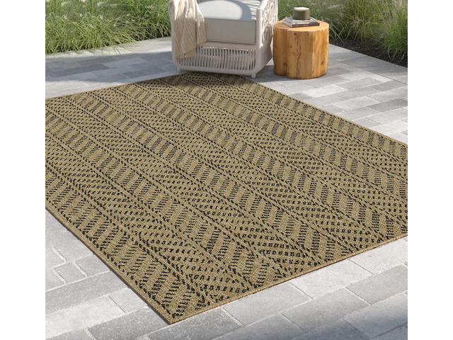 Jute/Black 7 ft. 10 in. x 10 ft. 3 in. Indoor/Outdoor Area Rug