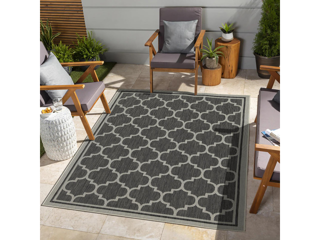 Sunshine GC_HAR2005 Anthracite 7 ft. 10 in. x 10 ft. 3 in. Indoor/Outdoor Area Rug