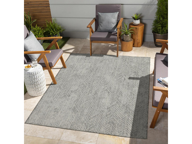 Sunshine GC_HAR2012 Silver 7 ft. 10 in. x 10 ft. 3 in. Indoor/Outdoor Area Rug