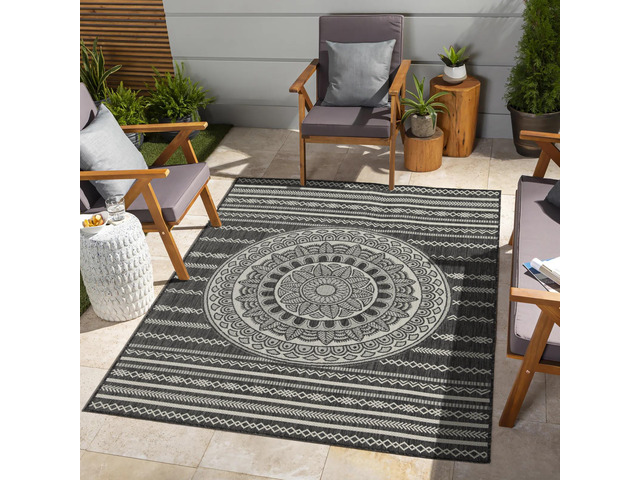 Sunshine GC_HAR2017 Anthracite 7 ft. 10 in. x 10 ft. 3 in. Indoor/Outdoor Area Rug
