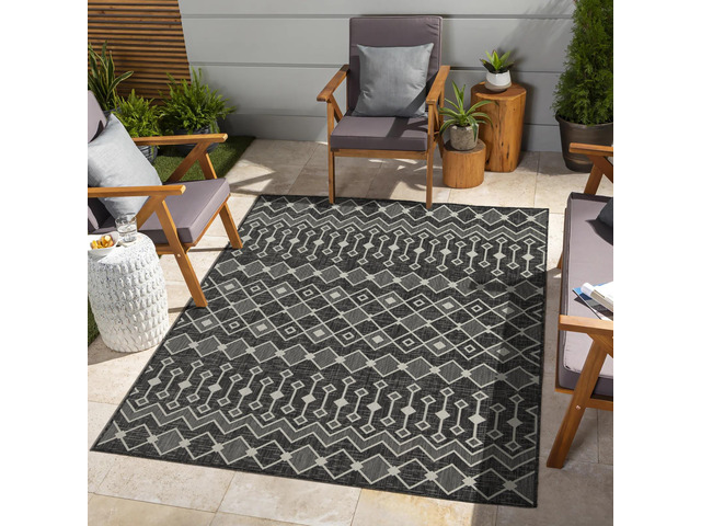 Sunshine GC_HAR2020 Anthracite 7 ft. 10 in. x 10 ft. 3 in. Indoor/Outdoor Area Rug