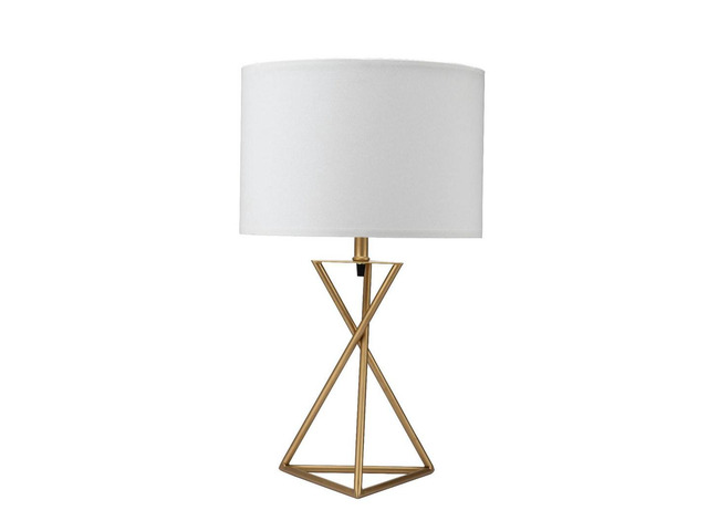 26.25' Tall 'Ester' Mid-Century Metal Table Lamp, Hourglass Design, Matte Gold
