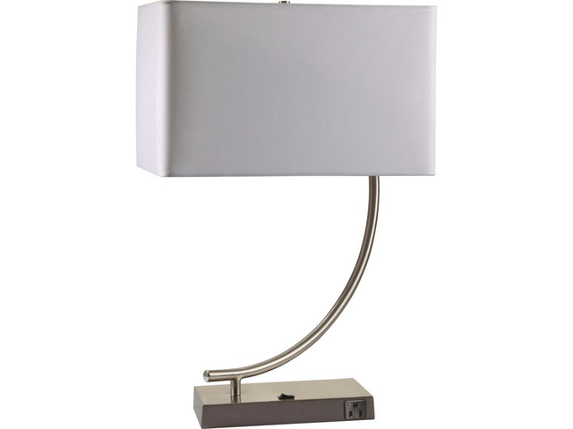 22.5' Tall Metal Table Lamp with Silver Finish and Curved Design, White Shade