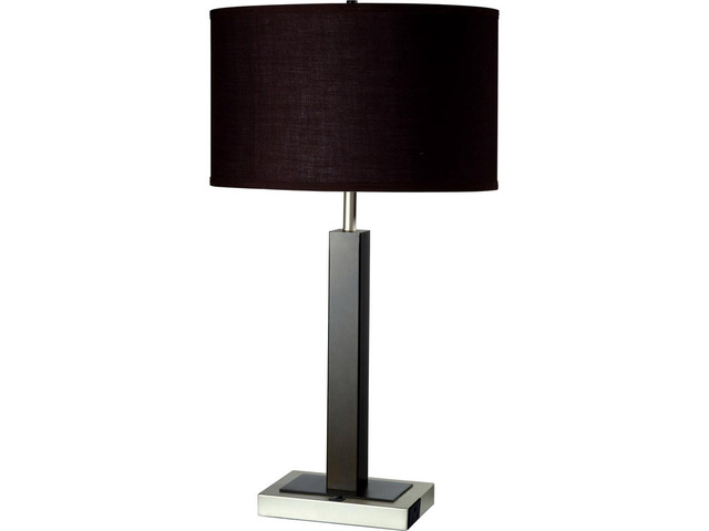 30' Tall Metal and Polyresin Table Lamp with Dark Espresso Finish, Fabric Shade