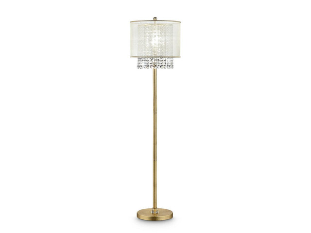 65' Tall Floor Lamp 'Bhavya' W/ Gold Finish and Crystal Accents, White Shade