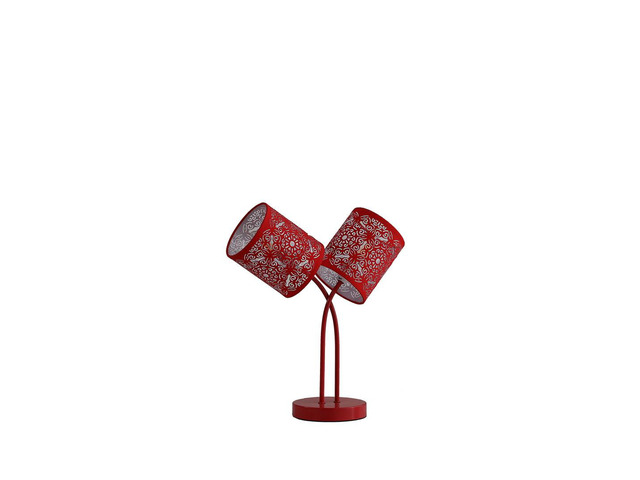 17' in Bohemian Paisley 2-Light Cylinder Red Table Lamp