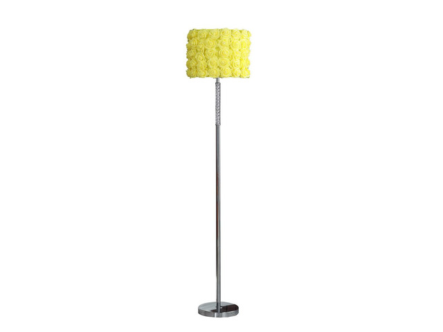 63'in Yellow Roses in Bloom Acrylic/Metal Floor Lamp