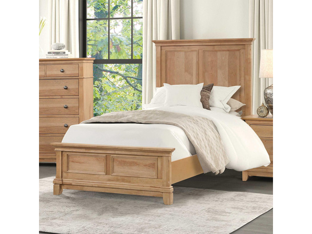 3Pc Set Farmhouse Style Twin Size Bed Nightstands Plank Headboard Natural Oak Bedroom Furniture