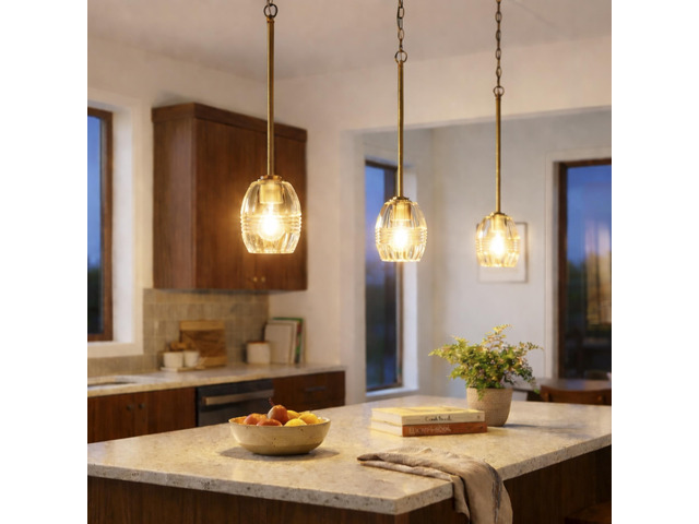 Vista Single Pendant Chain Hanging Light with Clear Glass - Satin Brass
