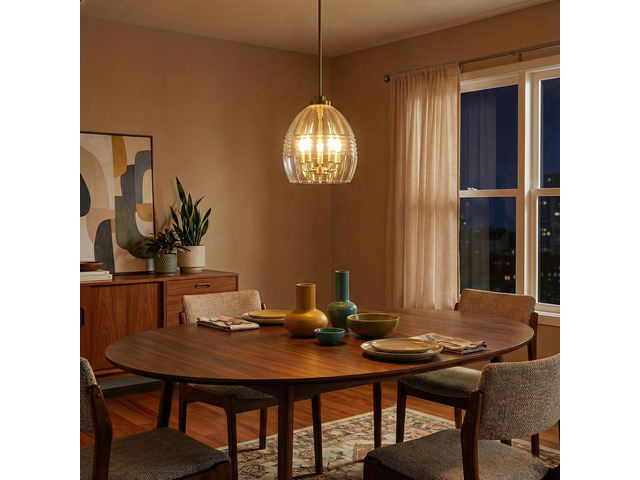 Zen Five Pendant Chain Hanging Light with Clear Glass - Satin Brass