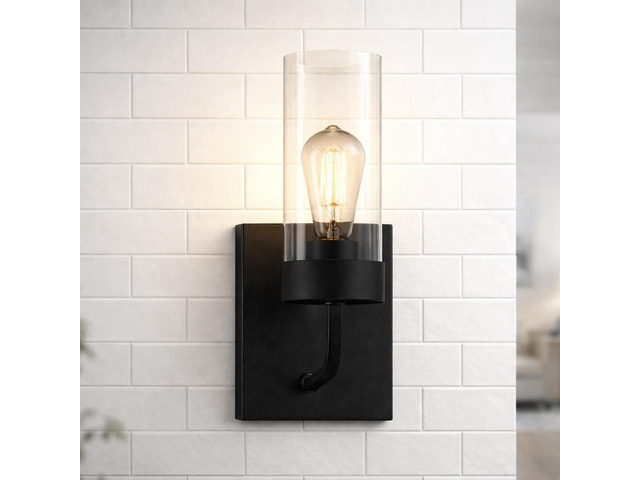 Zephyr Single Light Sconce with Clear Glass Metal Black Finish