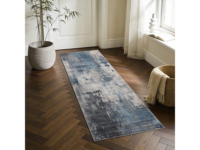Crystal GC_MET8001 2x7 Blue Runner Rug