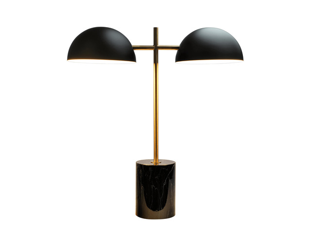Black Table Lamp with on/Off Switch, Double Lamp, Faux Marble Base 22.4' H x 20' W x 7.9' D for Living Room, Desk Lamps for Office Reading