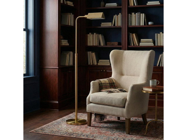 Minimalist Floor Lamp, Slim Standing Light with Neutral Shade for Contemporary Living Room & Bedroom Ambience 110~120V Elara Floor Lamp Gold Outer...