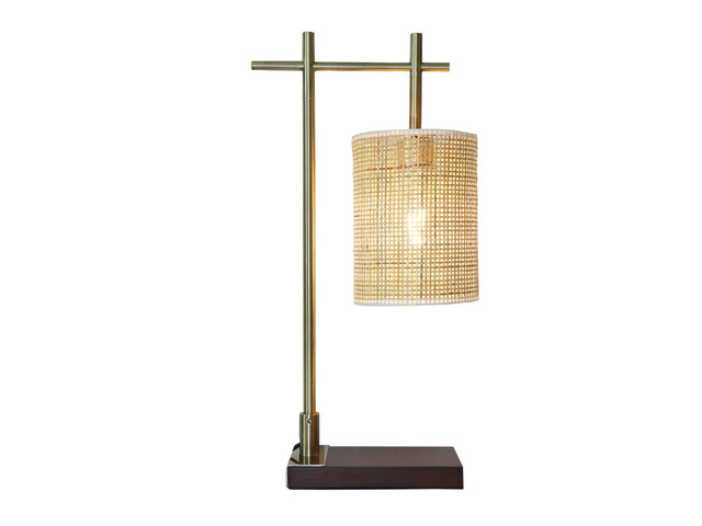 Bedroom Table Lamp Nordic Home Creative Romantic Warm Study Room Desk Bedside Lamp, Moonstone Bamboo Lampshade Table Lamp - Dark Brown - Bronze 110V