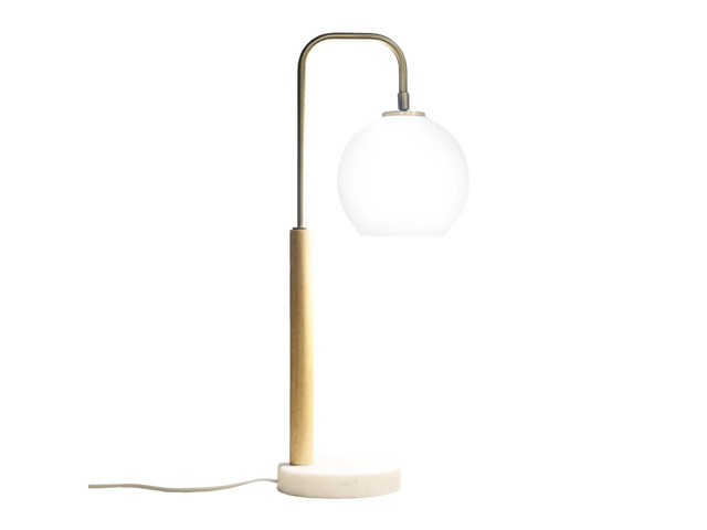 Bedroom Table Lamp Nordic Home Creative Romantic Warm Marble Study Room Desk Bedside Lamp, Auris White Globe Lampshade Table Lamp with Marble Base...