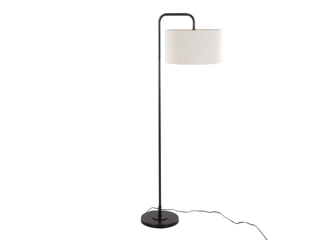 63' Contemporary Metal Floor Lamp in Oil Rubbed Bronze with Beige Linen Shade