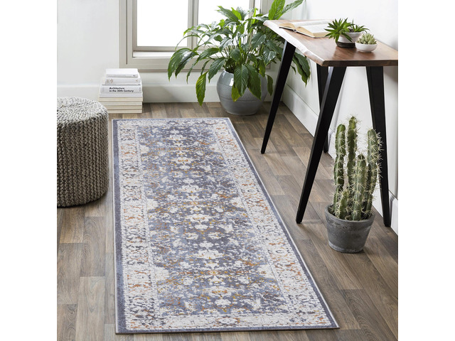 Collection 96*26 inch Blue / Traditional Runner Rug