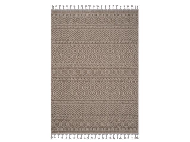 Collection 90*63 inch Mocha / Geometric Indoor / Outdoor Area Rug