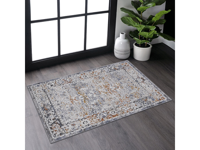 Collection 36*24 inch Ivory / Grey / Traditional Doormat Rug