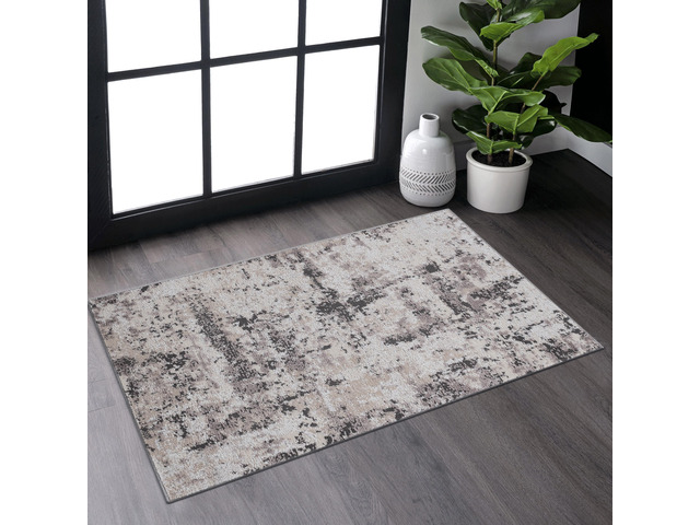 Collection 36*24 inch Cream / Brown / Abstract Doormat Rug