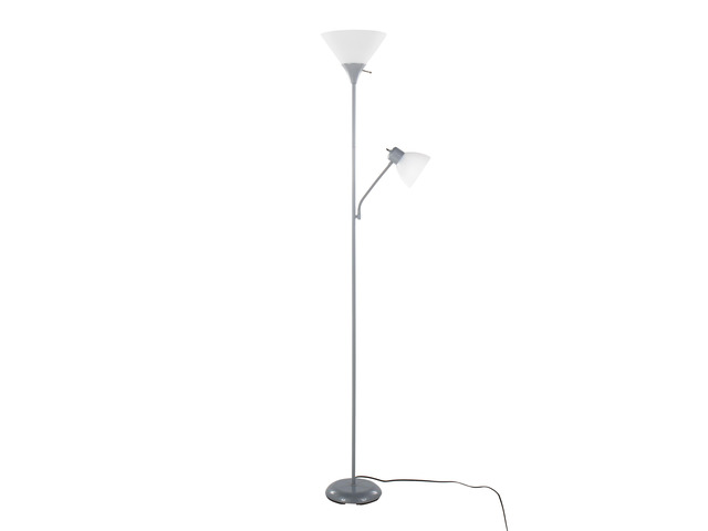 72' Contemporary Metal Floor Lamp in Silver Metal and Frosted White Plastic Shades
