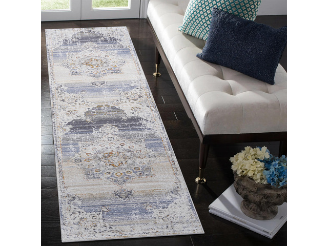 Collection 96*26 inch Cream / Gold / Medallion Runner Rug