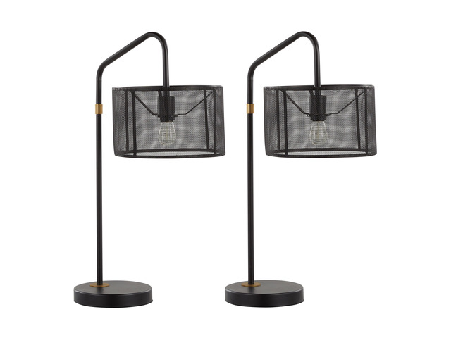27' Contemporary Metal Task Lamp with Built-in Usb Port in Oil Bronze and Painted Gold Metal From Grandview Gallery - Set Of 2