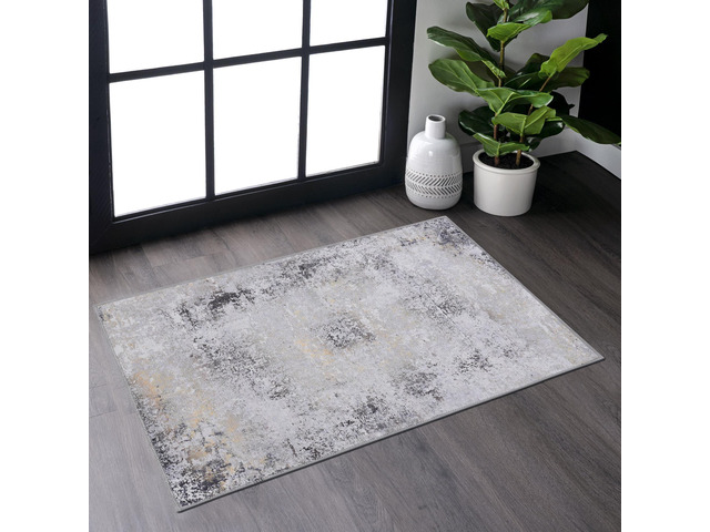 Gold Washable Rug 36*24 inch Doormat Rug (Gray+Gold, 36*24 inch)