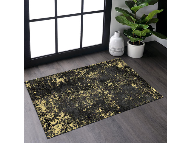 Black Washable Rug 36*24 inch Doormat Rug (Black+Gold, 36*24 inch)