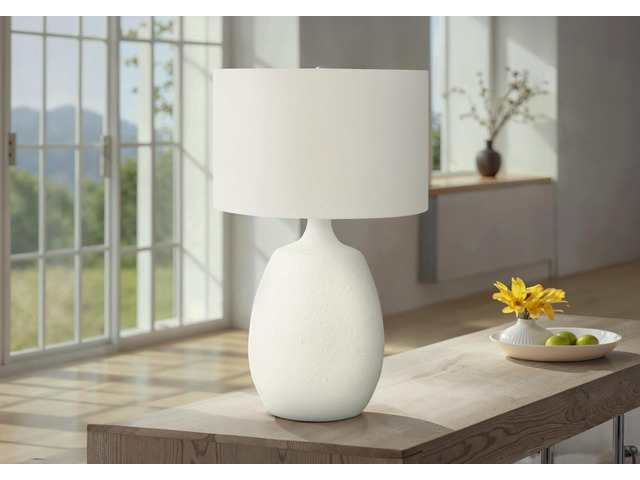 Lighting, 26'H, Table Lamp, Ivory / Cream Shade, Cream Resin, Contemporary