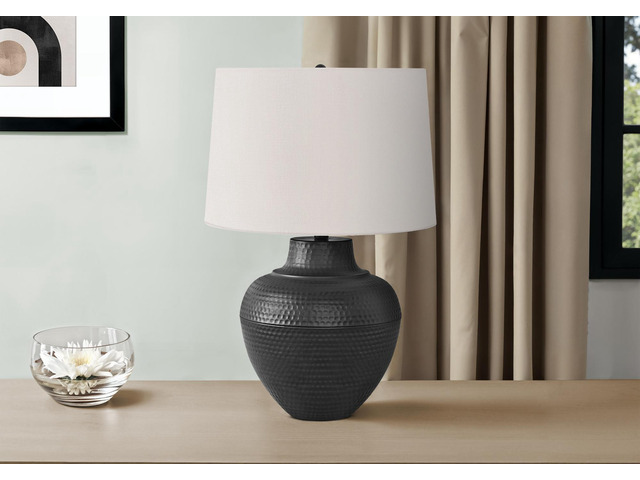 Lighting, 26'H, Table Lamp, Black Metal, Ivory / Cream Shade, Transitional