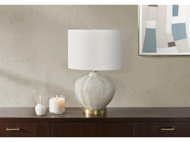 Lighting, 21'H, Table Lamp, Ivory / Cream Shade, Cream Resin, Transitional