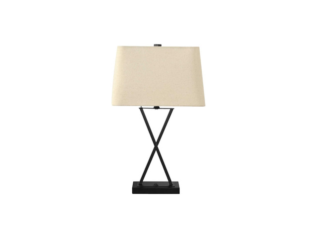 Lighting, 25'H, Table Lamp, Usb Port included, Black Metal, Beige Shade, Transitional