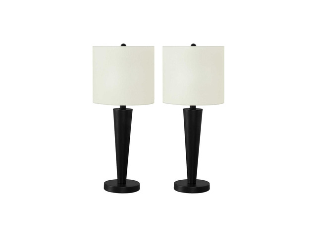 Lighting, Set Of 2, 24'H, Table Lamp, Usb Port included, Black Metal, Ivory / Cream Shade, Contemporary