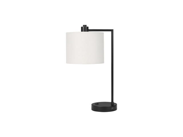 Lighting, 19'H, Table Lamp, Usb Port included, Black Metal, Ivory / Cream Shade, Modern