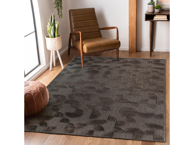 Step Collection High-Low Brown Indoor Area Rug, 90*63 inch, Modern, Contemporary, Geometric, Bohemian, Bedroom, Kitchen, Living Room, Non Shedding...