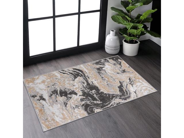 Collection 36*24 inch Grey / Abstract Doormat Rug