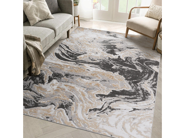 Collection 90*63 inch Grey / Abstract Area Rug