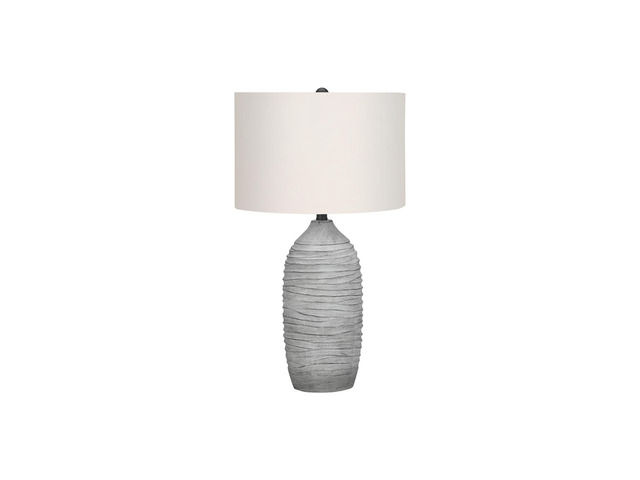 Lighting, 27'H, Table Lamp, Grey Resin, Ivory / Cream Shade, Modern