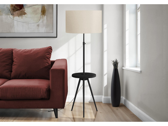 Lighting, Floor Lamp, 63'H, Black Metal, Ivory / Cream Shade, Contemporary