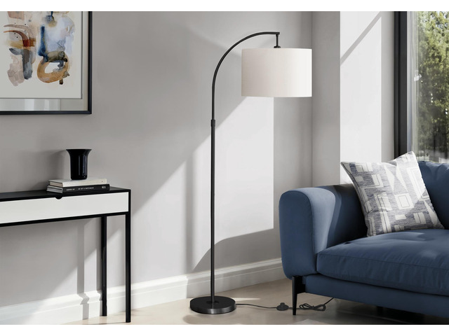 Lighting, 65'H, Floor Lamp, Black Metal, Ivory / Cream Shade, Contemporary