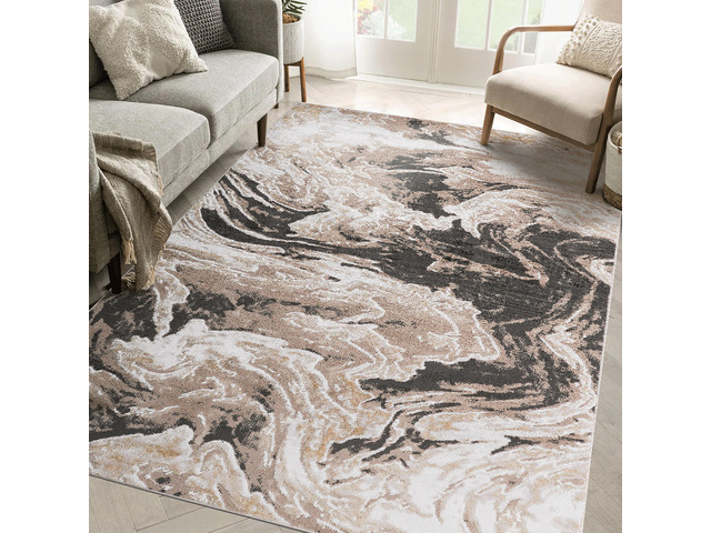 Collection 120*93 inch inch inch L. Brown / Abstract Area Rug