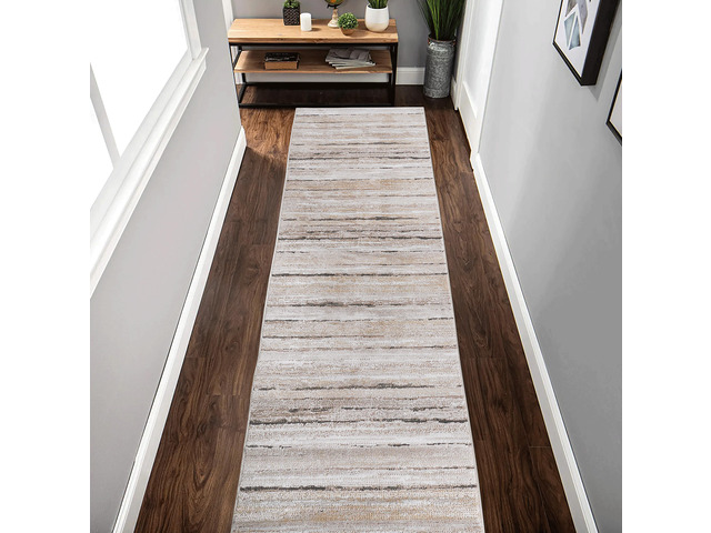 Collection 96*26 inch Brown / Striped Runner Rug